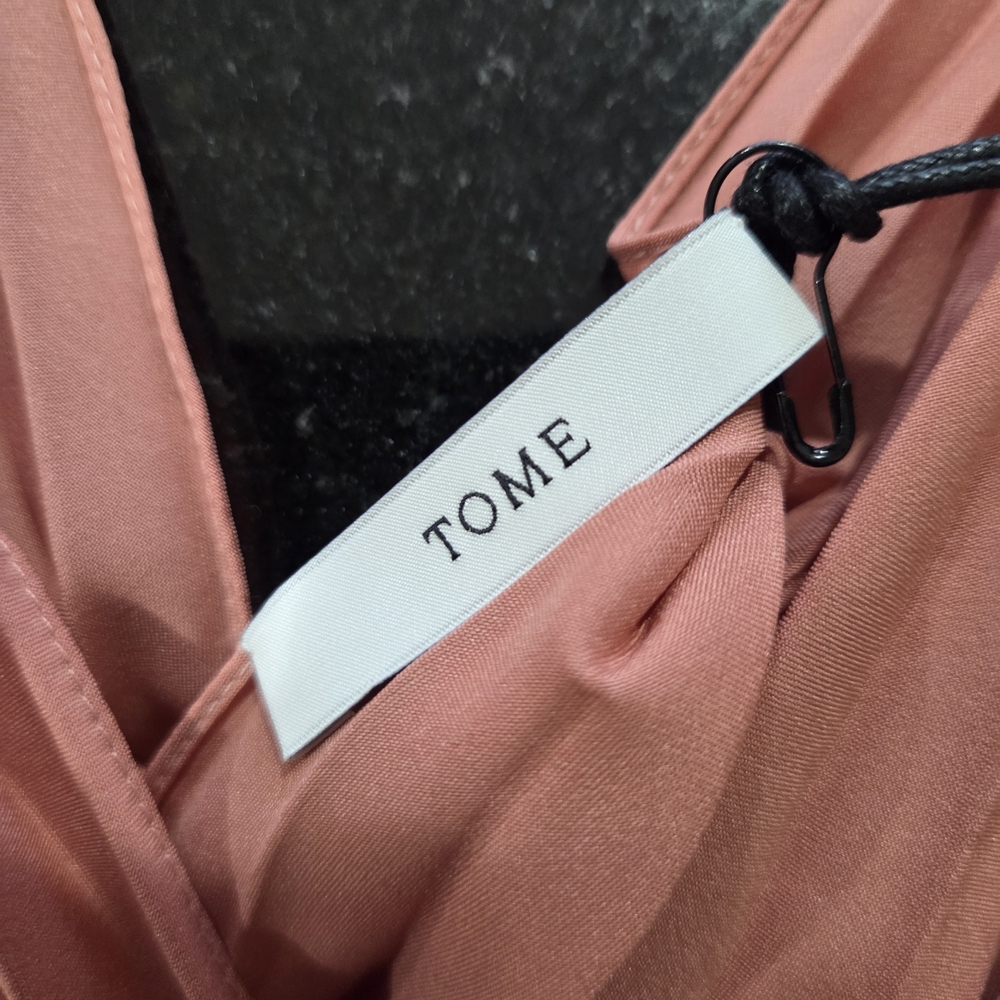 Tome V-Neck Coral Pleated Maxi Dress with Colorblock Stripes - Size XL - Picture 8 of 12